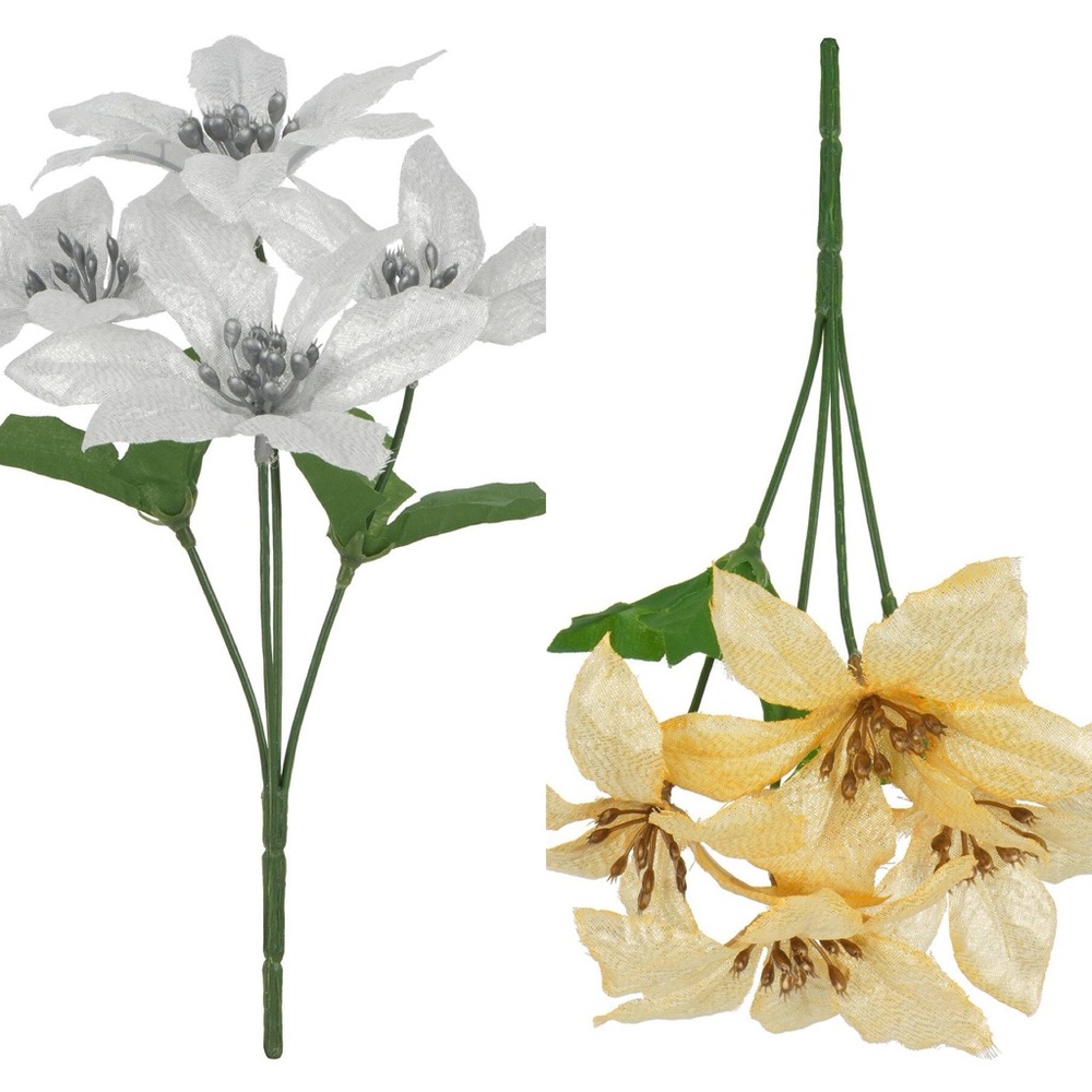 Ashland Accent Faux Flowers Bouquet Floral Arrangement Picks Poinsettia Bush 9”